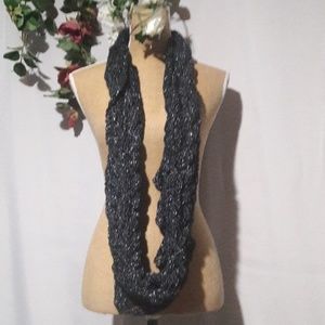 Infinity Scarf black w silver metallic stretchy